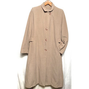 Vintage Juli De Roma Overcoat Size Medium Tan Beige USA Long Coat Excellent Cond
